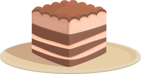 Tiramisu piece icon cartoon vector. Food dessert. Coffee pastry
