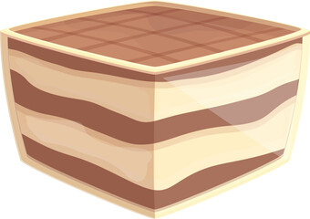 Tiramisu pastry icon cartoon vector. Cake dessert. Square food