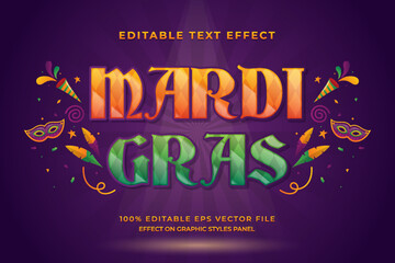 decorative mardi gras editable text effect vector