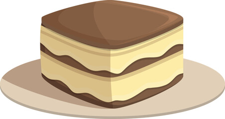 Funny tiramisu icon cartoon vector. Cake food. Biscuit plate