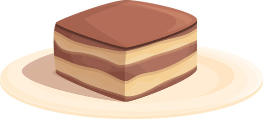 Plate tiramisu icon cartoon vector. Cake food. Coffee cheese
