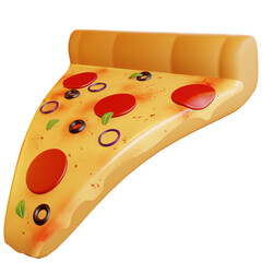 3d delicious pizza slice