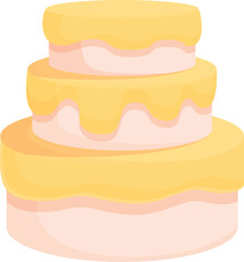 Lemon wedding cake icon cartoon vector. Cream party. Pastry food