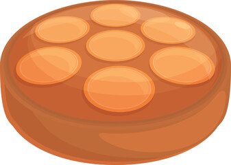 Top upside-down cake icon cartoon vector. Pineapple cooking. View sugar