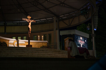 Veneration of the Holy Cross after the evening Holy Mass in Medjugorje, Bosnia and Herzegovina....