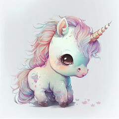 Unicorn rainbow cute illustration - card and shirt design - 564082692
