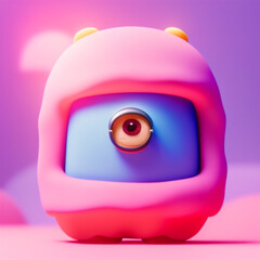 pltn style, pink heart 8k 3D, cute big , Pixar render, unreal engine cinematic smooth, intricate detail,minions , future city  - obrazy, fototapety, plakaty