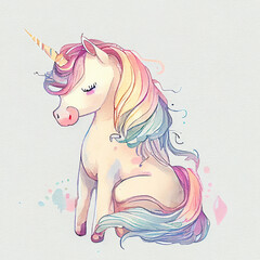 Unicorn rainbow cute illustration - card and shirt design - 564083074