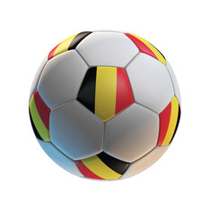 Obraz premium Soccer ball with the flag of Belgium on isolated transparent. 3D Rendering