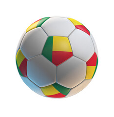 Obraz premium Soccer ball with the flag of Benin on isolated transparent. 3D Rendering