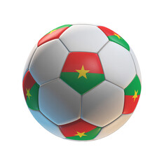 Fototapeta premium Soccer ball with the flag of Burkina Faso on isolated transparent. 3D Rendering