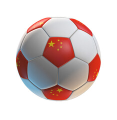 Fototapeta premium Soccer ball with the flag of China on isolated transparent. 3D Rendering