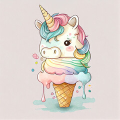 Unicorn rainbow cute illustration - card and shirt design - 564083458