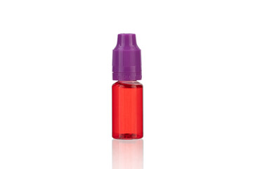 Bottle of liquid for electronic cigarette isolated on a white background.