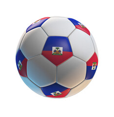 Soccer ball with the flag of Haiti on isolated transparent. 3D Rendering