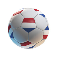 Soccer ball with the flag of Netherlands on isolated transparent. 3D Rendering