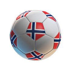 Soccer ball with the flag of Norway on isolated transparent. 3D Rendering