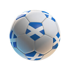 Fototapeta premium Soccer ball with the flag of Scotland on isolated transparent. 3D Rendering