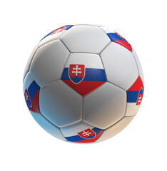 Obraz premium Soccer ball with the flag of Slovakia on isolated transparent. 3D Rendering