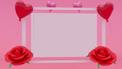 3d illustration of valentines day heart background, for wedding day and mother's day