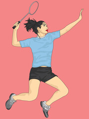 badminton player in a flat design