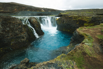 Sigoldufoss Waterfall in Landmannalaugar region, Southern Iceland