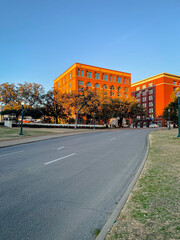 Fototapeta na wymiar Texas School Depository Building And The JFK Fatal Shot Mark