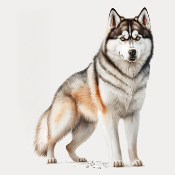 “Generative AI” Siberian Husky digital illustration.