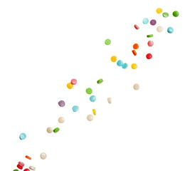 Bright sprinkles on white background. Decoration for donuts