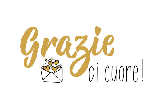 Thank you card. Translation from Italian - Thank you very much. Grazie di cuore.
