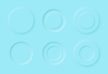 Neumorphic button ui .Neumorphic design on blue background.Vector Iluustration