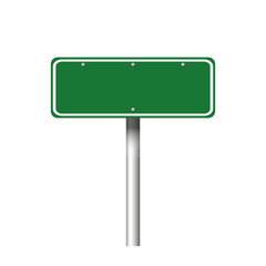 Blank rectangle shaped green road sign on white background