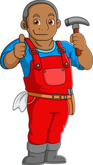 A African man works as a professional carpenter