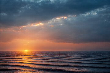 Obraz premium beautiful sunset on the horizon over the ocean