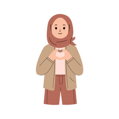 Muslim Woman with korean finger heart