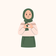 Muslim Woman with korean finger heart