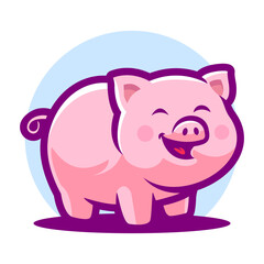 Cute pig cartoon character mascot