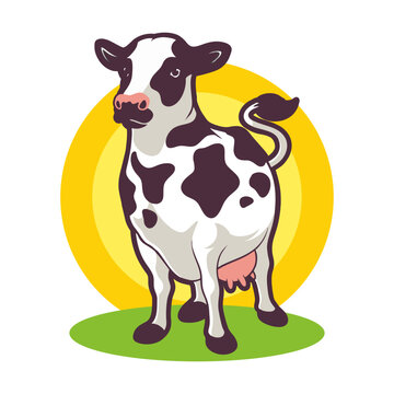 Dairy cows cartoon character mascot