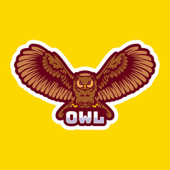 Owl bird cartoon character mascot