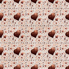 ИллюThe texture is made of brown paper with a pattern in the form of hearts. In a warm shade.страция без названия