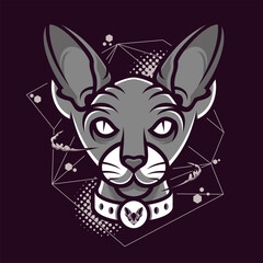 Sphynx cat character vector illustration