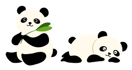 かわいいパンダの全身イラスト