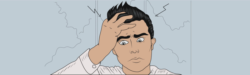 Fototapeta premium illustration of a person thinking about an idea for his work