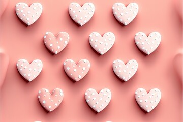 Fototapeta premium hearts arranged on a plain background, kind of pattern bright colors, day of love and friendship