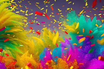 colorful feathers background carnival theme. Generative Ai