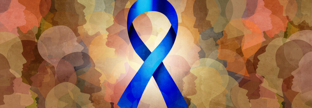 Human Trafficking as a global issue of exploitation of people for labor or commercial work for awareness to protect the rights and dignity of victim as a blue ribbon