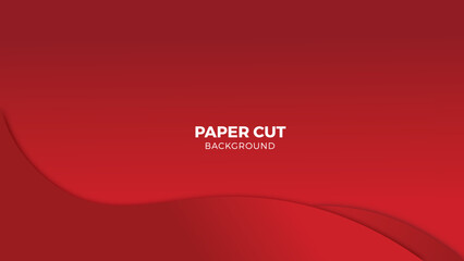 Paper cut udulating curves red background. Vecor illustration.Design banner.