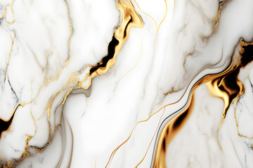 White and gold marble background. Luxury marble texture. Elegant abstract background. Generative AI.