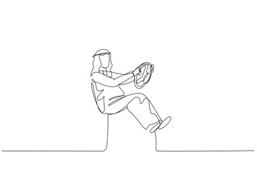 arab man driving imagination car concept of power of mind and perception