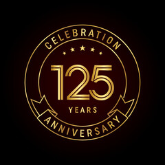125th anniversary template design concept with golden ribbon for anniversary celebration event. Logo Vector Template